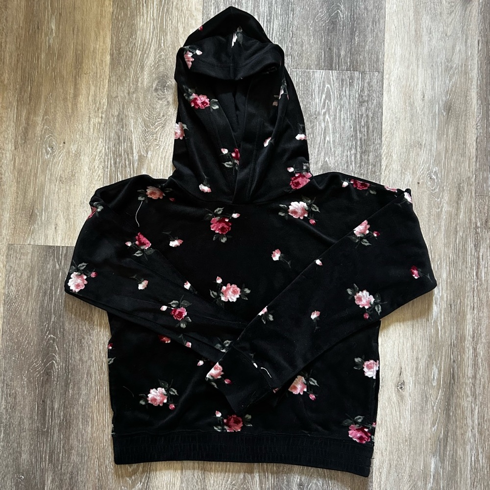 Black Velvet Flower Hoodie